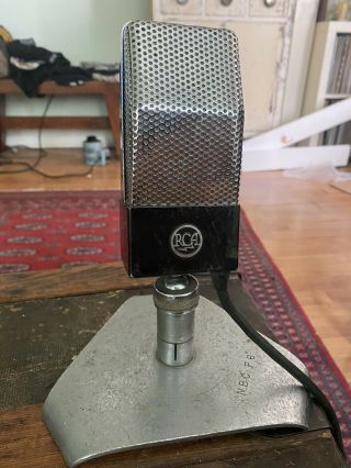 Rca 74b Jr Velocity Antique Ribbon Microphone In W/ Nbc Stand