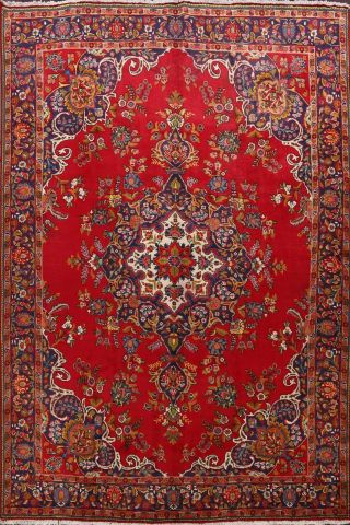 Vintage Floral Tebriz Hand - Knotted Area Rug Wool Oriental 10x13 Ft Large Carpet