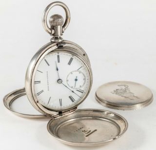 Muckle Antique Elgin Reversible Hunter Case Pocket Watch Coin Silver 18s