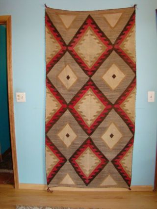 Antique Navajo Rug Large Native American Geometric Weaving Blanket