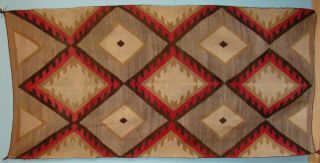 Antique Navajo Rug Large Native American geometric Weaving Blanket 2