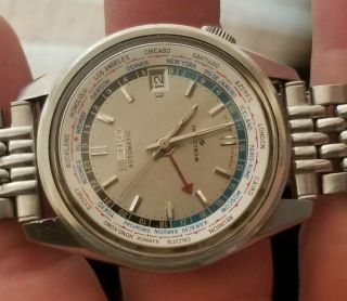 Vintage Rare Seiko 6117 - 6010 Navigator Worldtime Gmt 38mm Automatic Watch