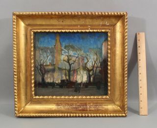 Antique Charles Carlino Nyc Madison Square Garden Impressionist Oil Painting