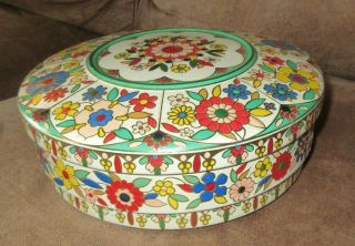 Vintage Made In Holland Floral Tin / Container - Tiered Side