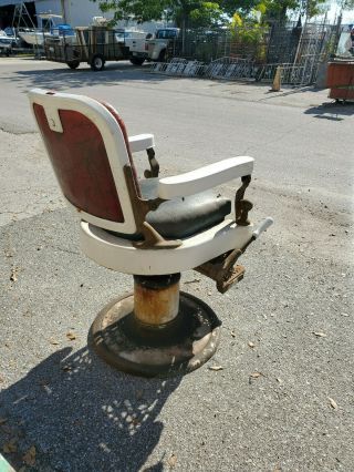 Vintage Circa 1920 ' s Theo A Kochs Barber Chair and Sanitary Paper Holder 2