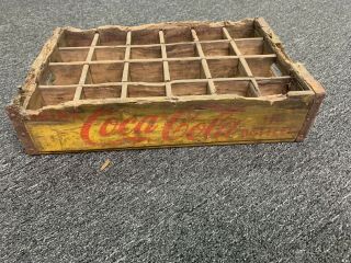 Vintage Wooden Coca Cola Bottle Crate Yellow & Red