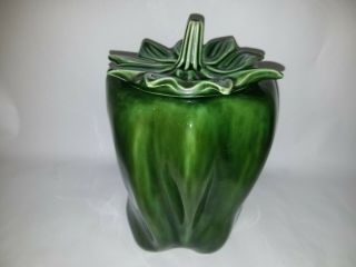 Vtg Mccoy Pottery Green Pepper Cookie Jar