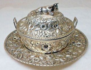 An Early Repousse Coin Silver Butter Dish,  S.  Kirk & Son,  11 Oz,  Baltimore