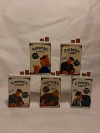 Complete Set Of 5 Vintage Camel Match Strick Lighters Not Zippos