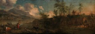 Hunting Party Antique Old Master Oil Painting 18th Century Northern European