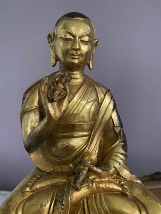 Fine Antique Chinese Tibetan Gilt Bronze Seated Buddha Figure / Statue