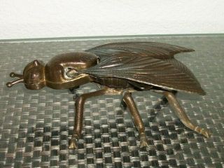 House Fly Bug Brass Metal Ashtray with Hinged Top 7 