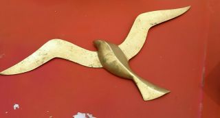Vintage Large Brass Flying Bird Silhouette Dramatic Wall Decor Taiwan Mcm Mid