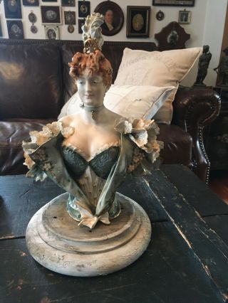 Antique Turn Teplitz Partially Nude Lady Bust Signed Austria 20/1226 Stunning