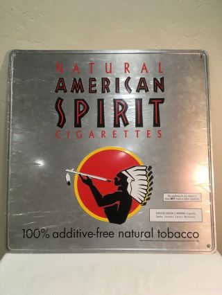 Vintage American Spirit Cigarette 100 Natural Tobacco Metal Tin Sign 20” X 20”