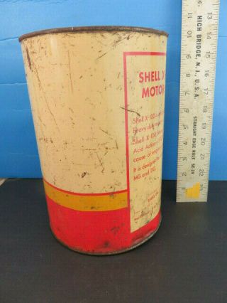 Vintage 5 Qt SHELL X - 100 Motor Oil Tin Can 2