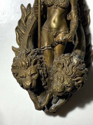 Sexy Lady Lion Tamer Bronze Doorknocker 3