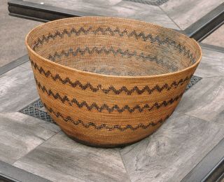 An Antique Large Yokuts Native American Acorn Mush Cooking Basket 13 1/2 