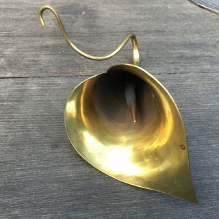 Vintage Hand Made Brass Lilly Flower Sculpture With Hook For Hanging