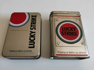 Lucky Strike Silver For 20 Cigarettes Tin Box Tabaco Cases