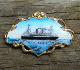 Vintage Rms Caronia (1904) British Ocean Liner Cruise Ship Souvenir Enamel Pin