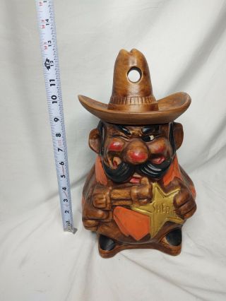 Vintage California Originals Cowboy Sheriff W/ Badge & Hole In Hat Cookie Jar.