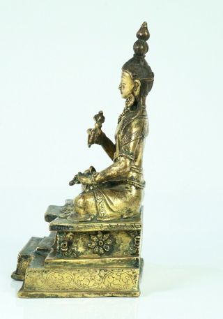Antique Tibetan Chinese Gilt Bodhisattva Qing Dynasty 19th Century 2