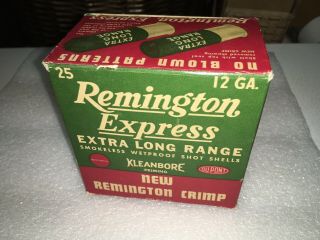 Vintage Empty 12 Ga.  Remington Express Extra Long Range Shotgun Shell Box