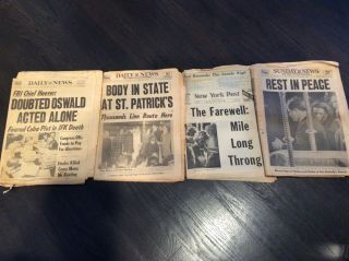 4 Antique Collectors Item Vintage Newspapers Jfk.  Kennedy Daily News June 1968
