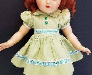Vintage Factory Lime Green Doll Dress With Embroidered Braid.  Fits 16 " Doll