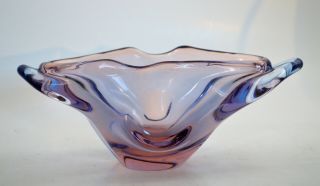 Vintage Italian Art Glass Murano Dish Purple Pink