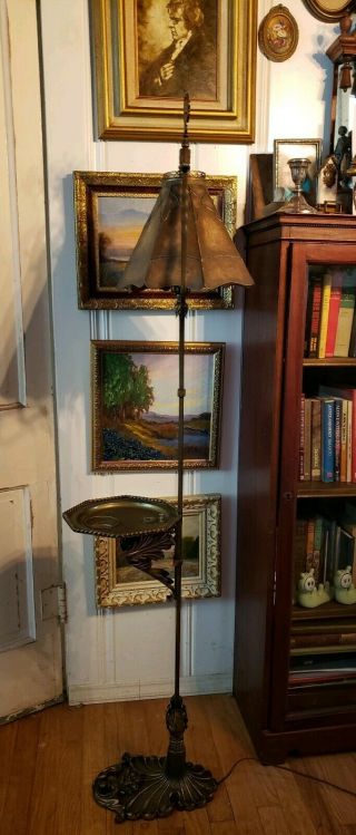 Antique Arts&crafts/mission Floor Lamp - Crest Co - Oscar Bach/handel Era - Rare