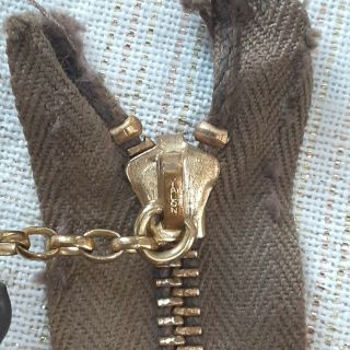 True Vintage Talon Brass Chain Pull 9 " Brown Purse Clutch Bag Zipper Usa