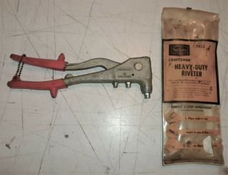 Vintage Craftsman Heavy Duty Riveter With 3 - Interchangeable - Sizes