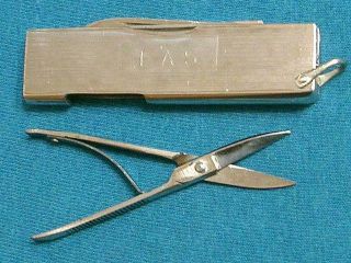 Nm Vintage Latama Italy Windsor Gents Pocket Watch Fob Knife Knives Old Scissors