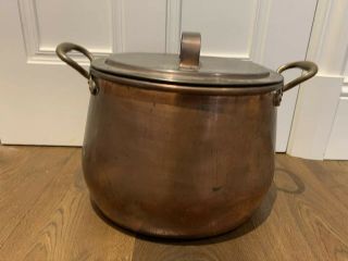 Rare Large Antique Copper Cooking Pot With Lid