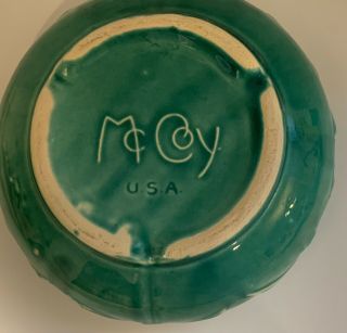 Vintage McCoy USA Pottery Round Green Planter Fruit Bowl 3