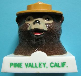 Vintage Smokey The Bear " Snuffit " Ash Tray Pine Valley,  Calif.  2 " Magnetic
