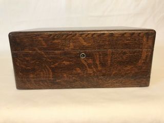 Antique Vintage Tiger Oak Humidor Box - C.  N.  Swift - York Wood /Tin Lined 2