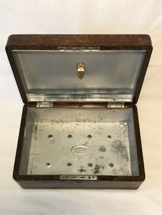 Antique Vintage Tiger Oak Humidor Box - C.  N.  Swift - York Wood /Tin Lined 3