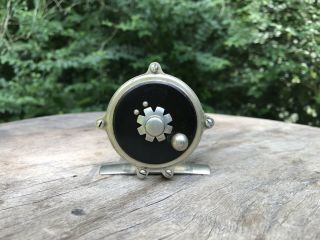 Julius Vom Hofe size 3 raised pillar nickle silver and Hard Rubber fly reel 2
