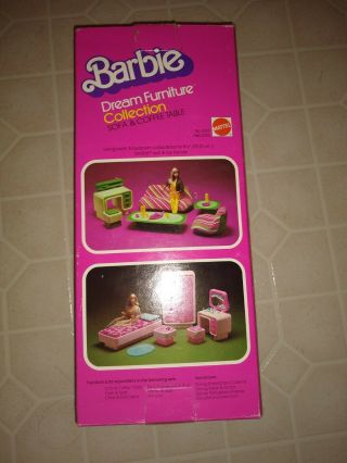Vintage Barbie Dream Furniture Couch Pink,  Green & White (1970s)