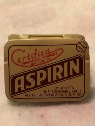 Set Of 5 Vintage Aspirin Tins