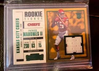 2017 Panini Contenders Rookie Ticket Sw - 3 Patrick Mahomes Ii Chiefs Rc Relic