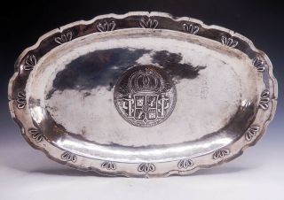 Rare Early 18thc Hispanic/spanish Colonial Silver Tray C.  1725 680 Gr.