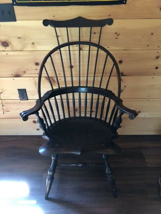 Vintage D R Dimes Master Windsor Chair In Crackle Green Paint.  Iconic Form