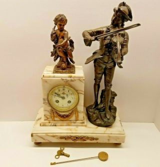 Antique French Art Nouveau Victorian Charles Ruchot Bronze Mantle Clock Sm Paris