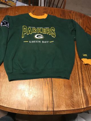 Vintage Vt Lee Sports Nfl Green Bay Packers Embroidered Crewneck Sweater Sz L