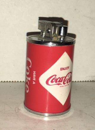 Rare Vintage Miniature Coca Cola Coke Can Table Lighter Japan Diamond Pattern