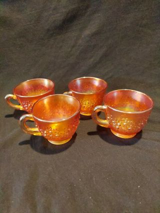 4 Vintage Fenton Carnival Glass Orange Tree Marigold Punch Cups